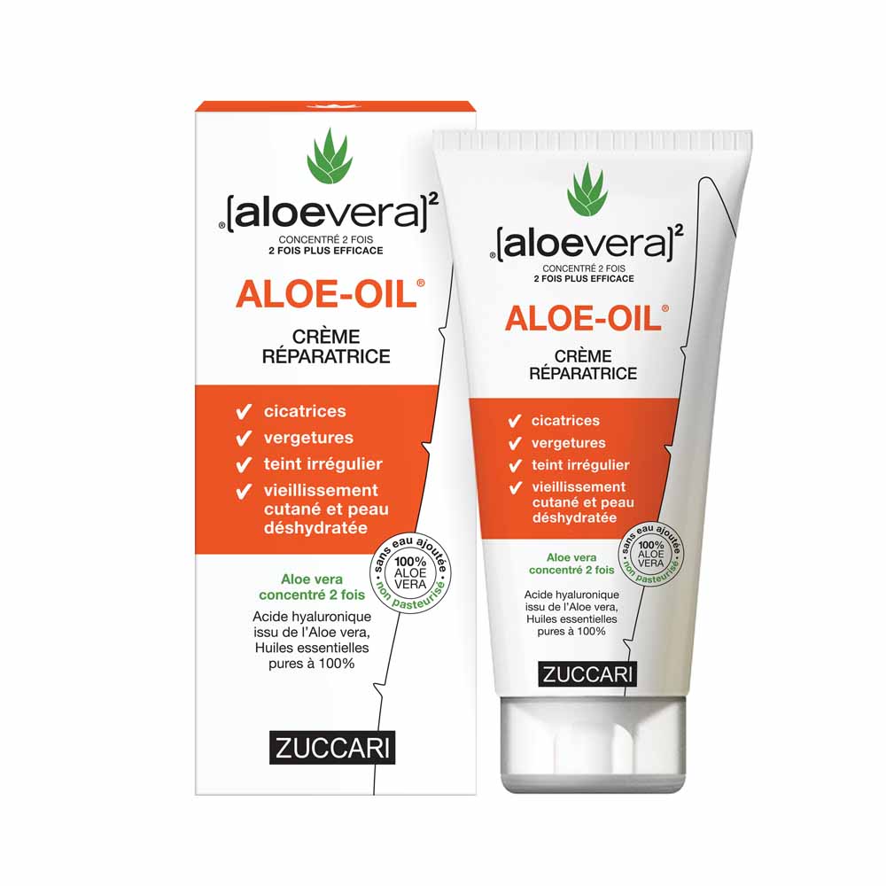 Naturancia [aloevera]2 Zuccari ALOE-OIL Crème réparatrice Aloe vera et Huiles essentielles Acide hyaluronique 150ml