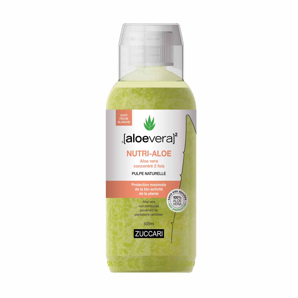 NUTRI-PULPE goût pêche Pur Jus Aloe vera 2x concentré 500ml [aloevera]2 Zuccari 500ml [aloevera]2 Zuccari