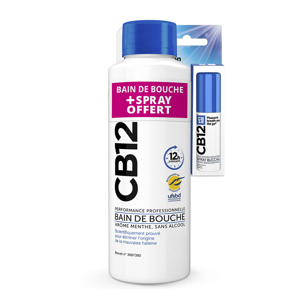 Cb12 Bain De Bouche Original 500ml + Spray Offert 15ml Arôme Menthe