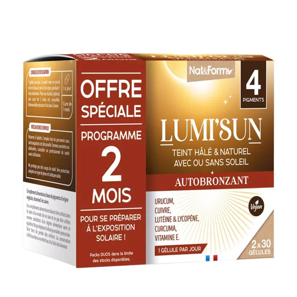 Nat&Form Lumi'Sun Autobronzant Teint Halé et Naturel 2x30 Gélules