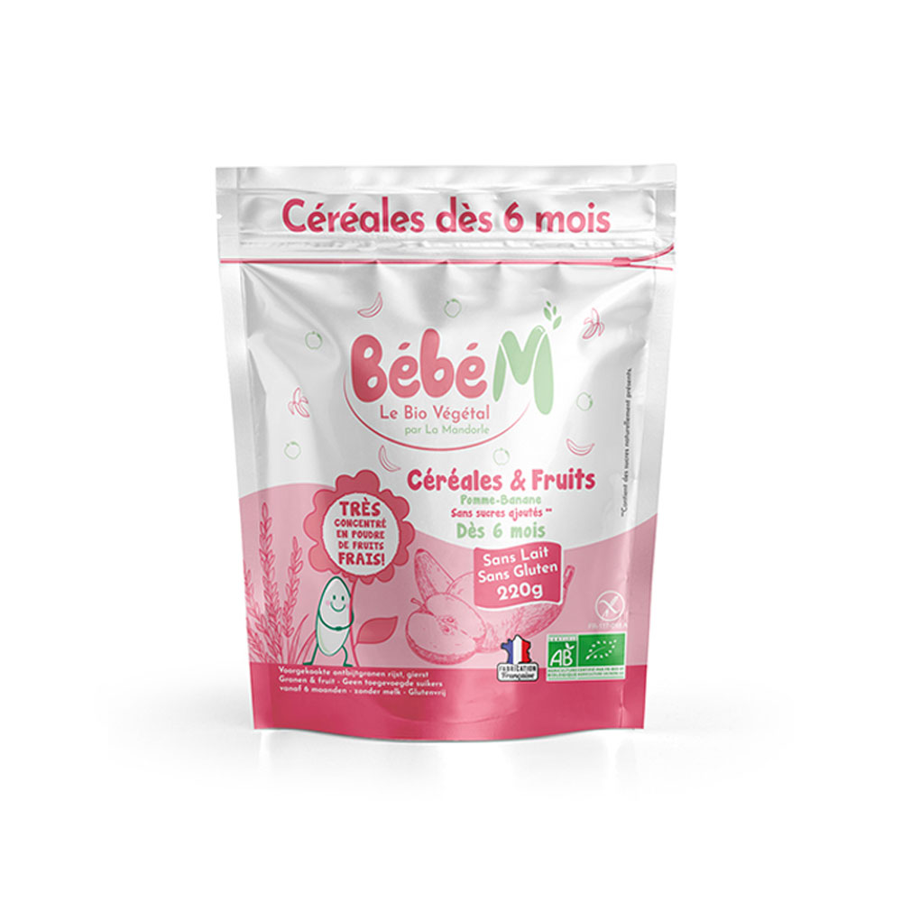 La Mandorle Bébé M Céréales et Fruits Bio Dès 6 Mois 220g