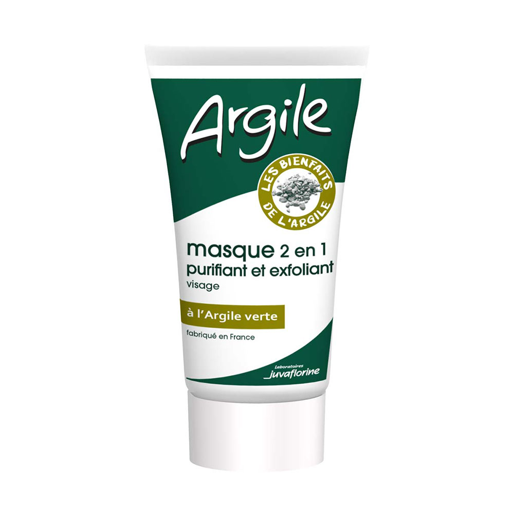 Juvaflorine Masque Visage 2 en 1 A l'Argile Verte Purifiant et Exfoliant 70g