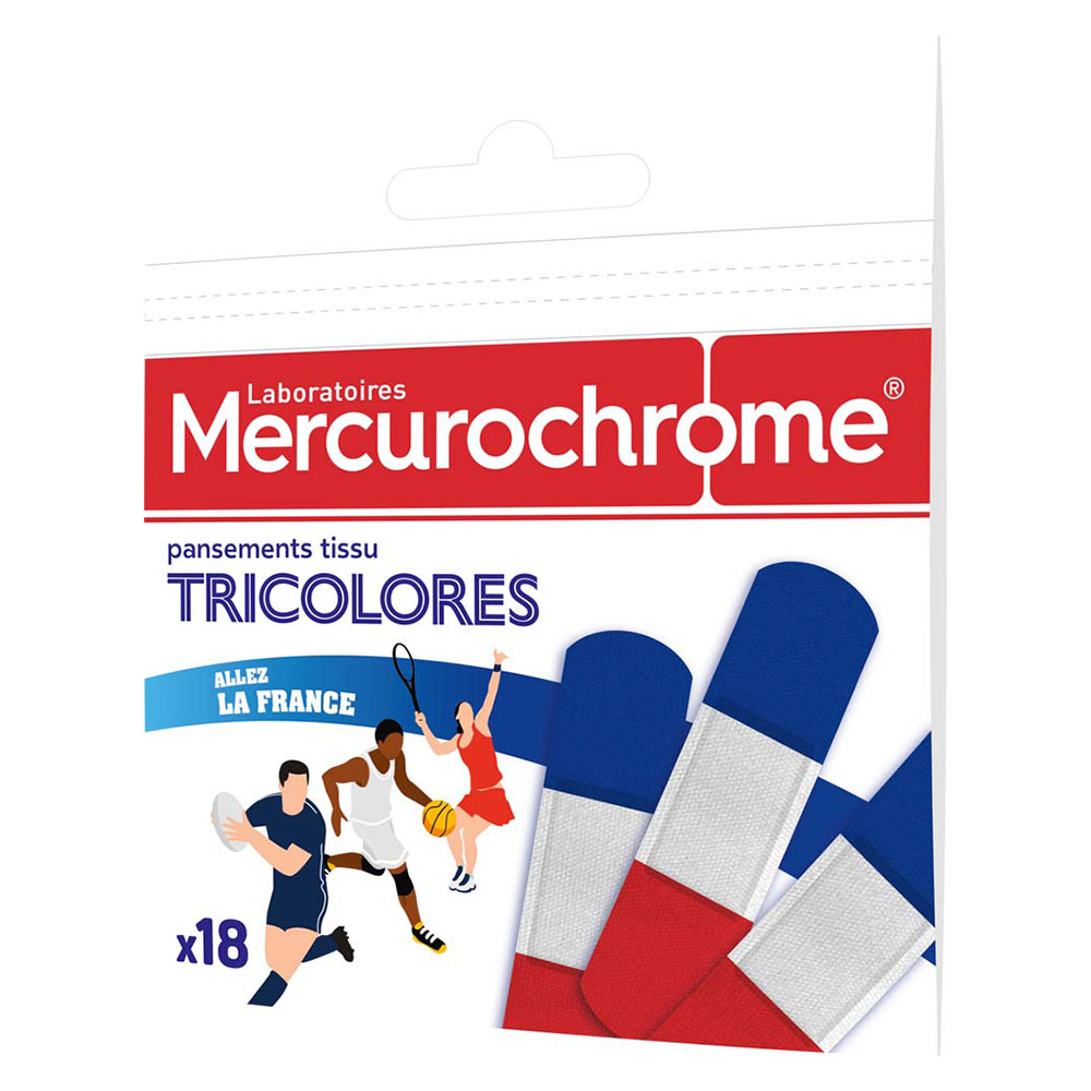 Mercurochrome Pansements Tricolores Tissu x18