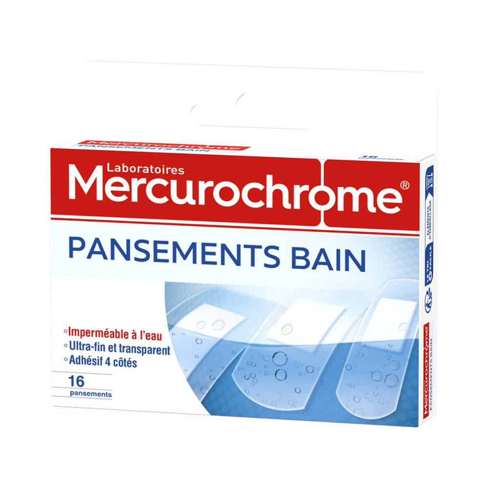 Mercurochrome Pansements Bain 3 Tailles 16 Pansements