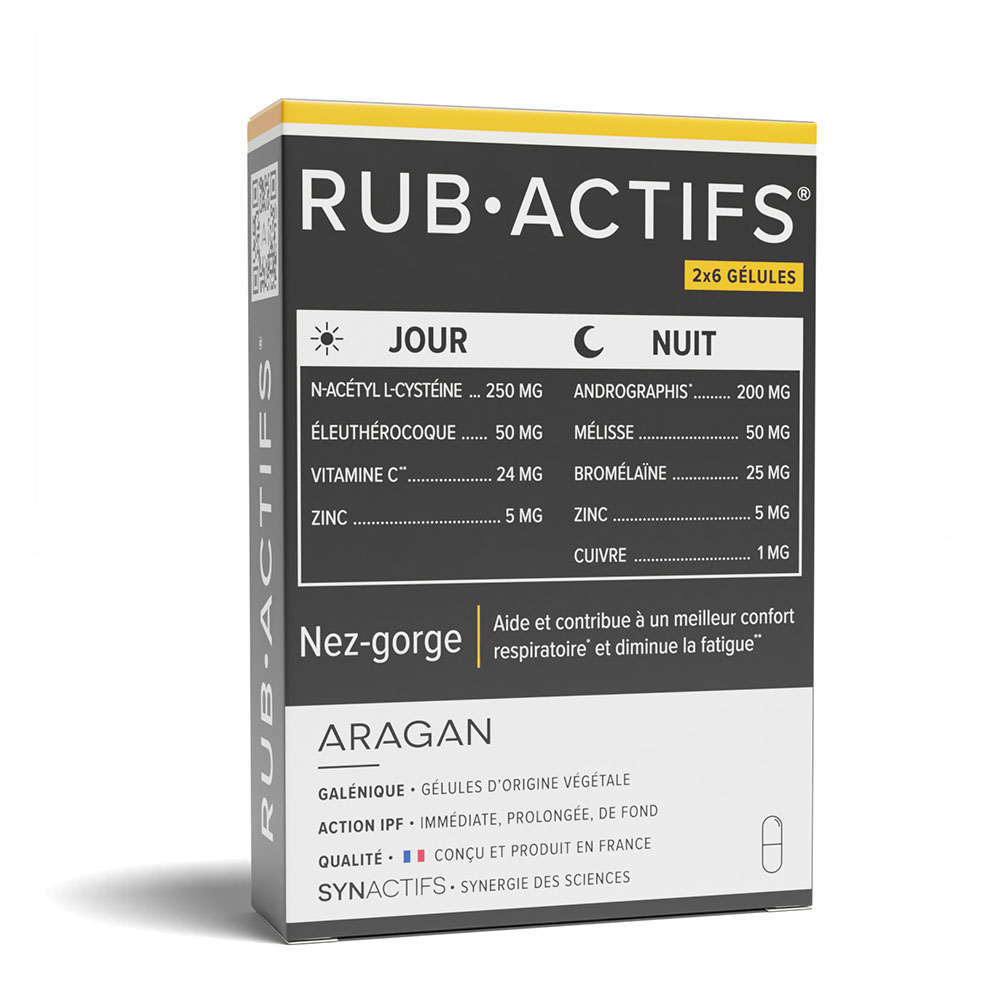 Aragan Synactifs RubActifs Jour/Nuit Nez-gorge 2x6 gélules