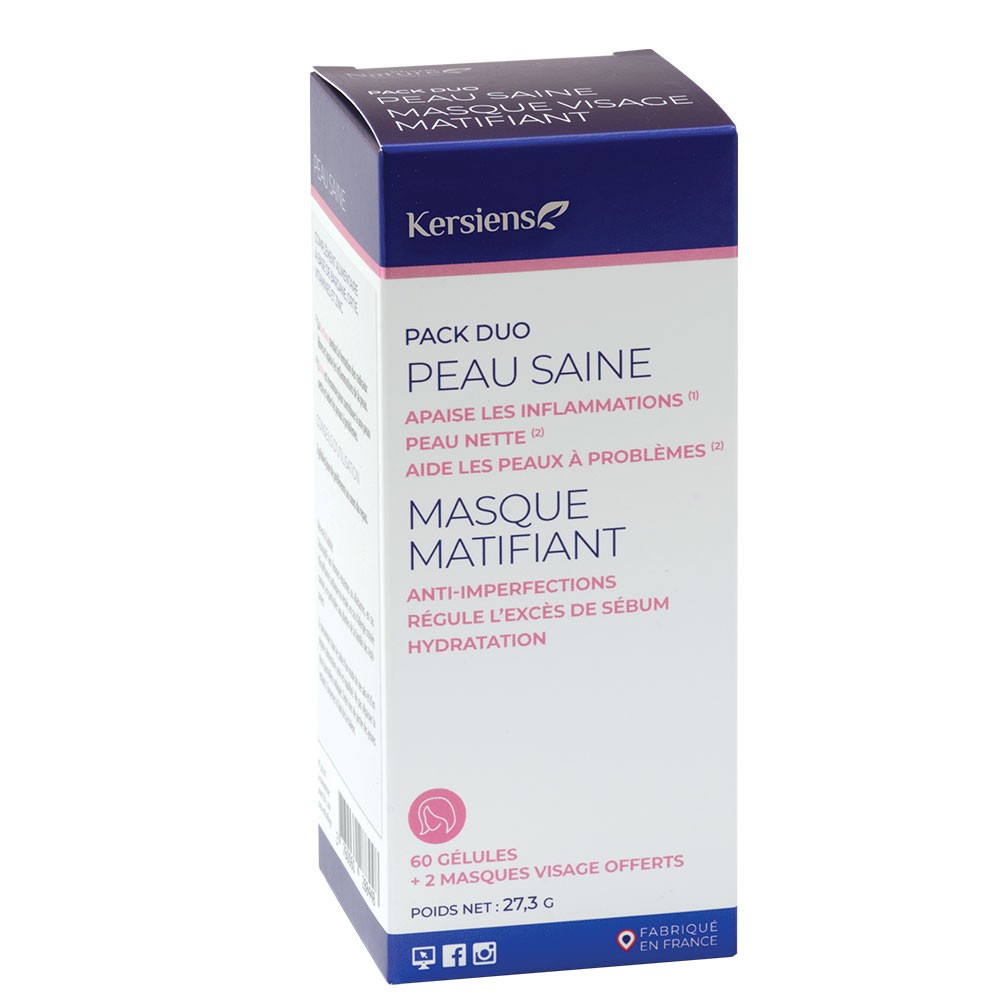 Kersiens Peau saine 60 gélules + 2 masques offerts