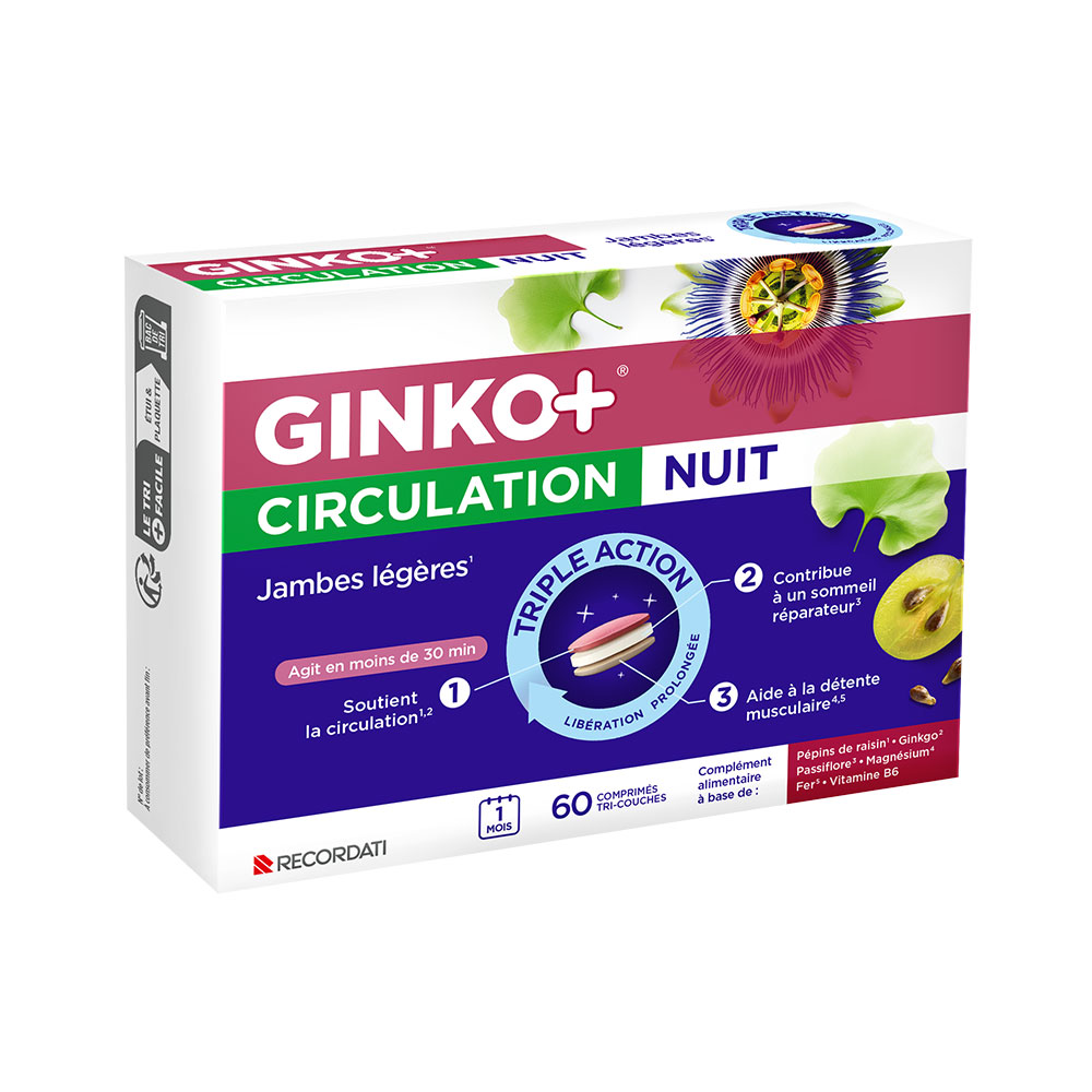 Ginko+ Circulation Nuit Jambes Légères 60 Comprimés