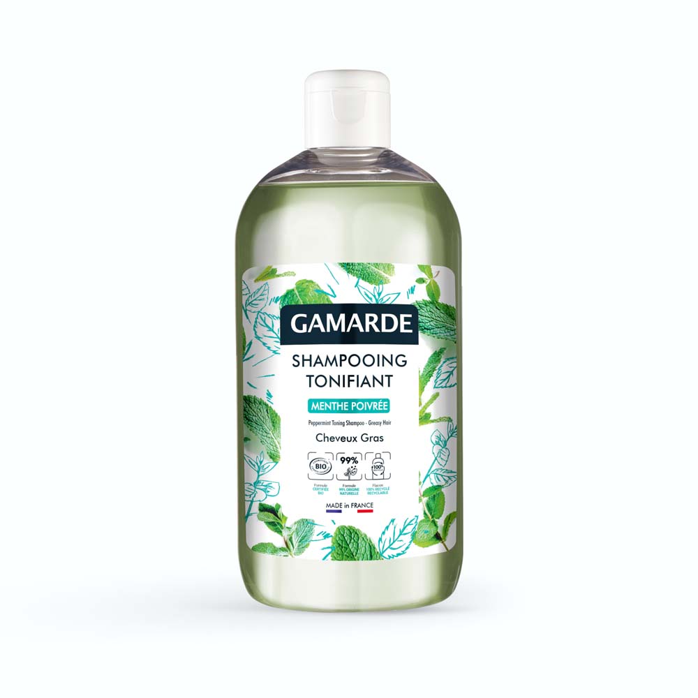 Gamarde Shampooing Tonifiant Bio Menthe Poivrée Cheveux Gras 500ml