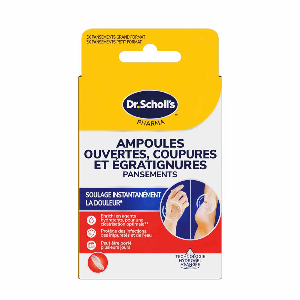 Scholl Pansements Ampoules Ouvertes Coupures et Égratignures x6