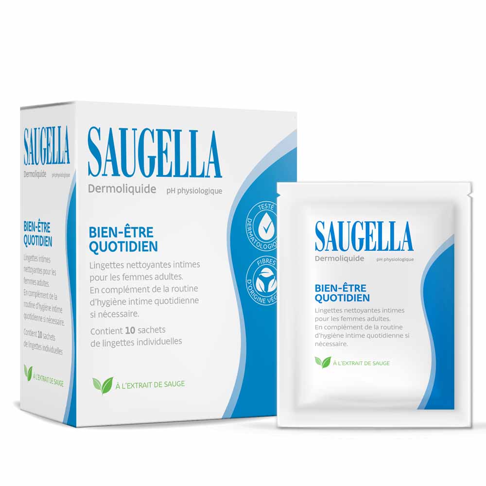 Saugella Dermoliquide Lingettes Intimes Nettoyantes x10