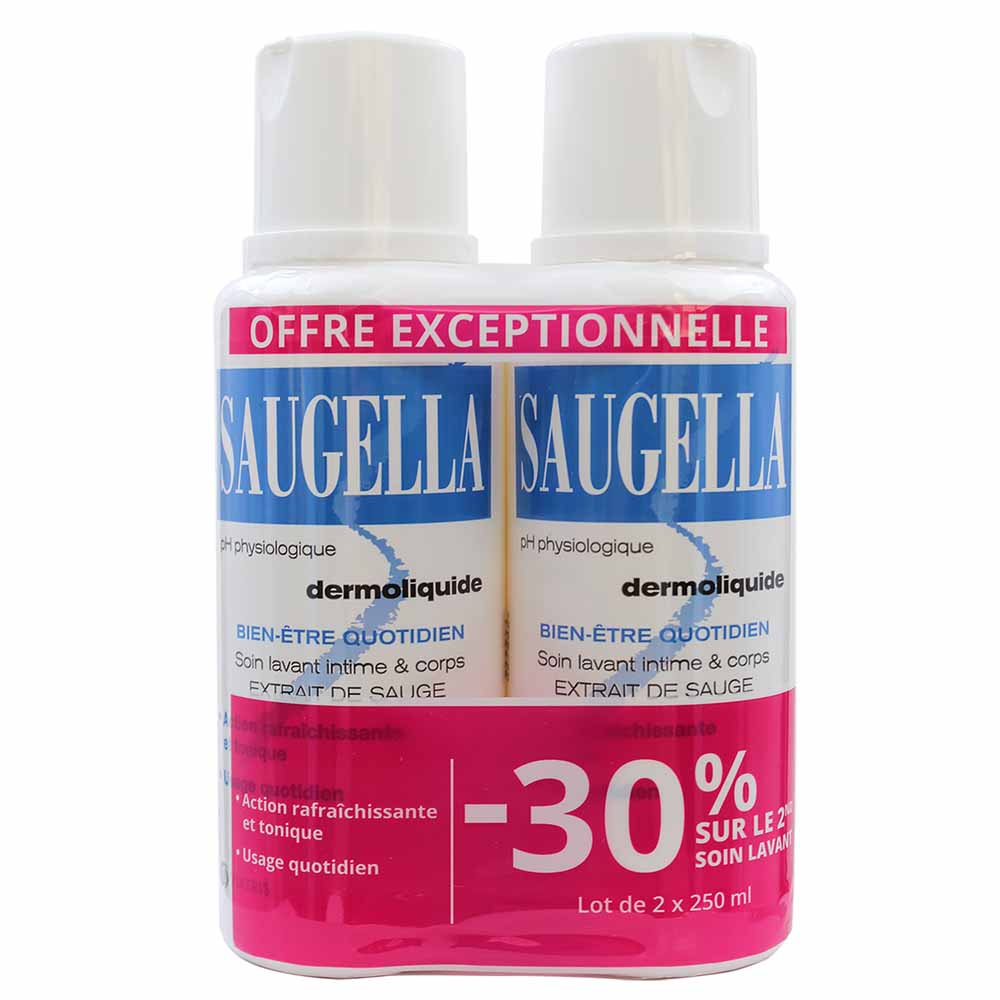 Saugella Dermoliquide Soin Lavant Intime & Corps 2x250ml