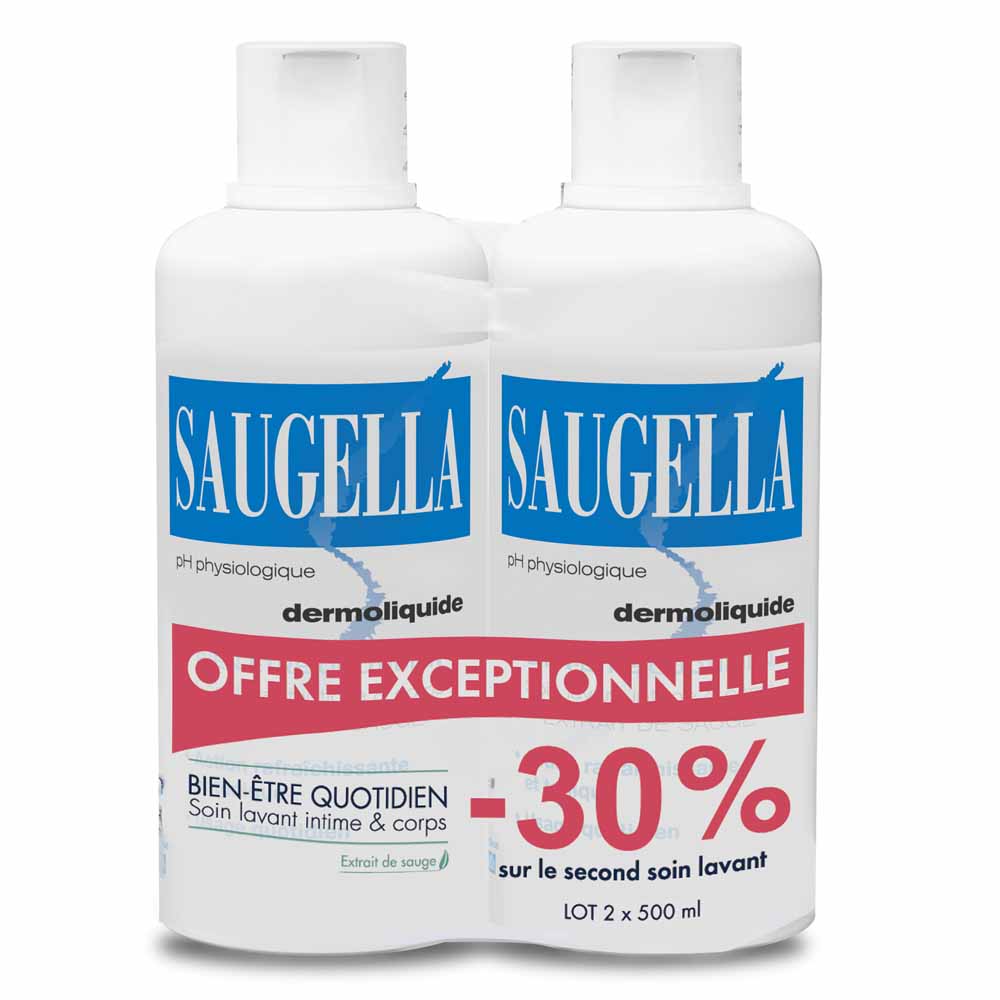 Saugella Dermoliquide Soin Lavant Intime & Corps 2x500ml