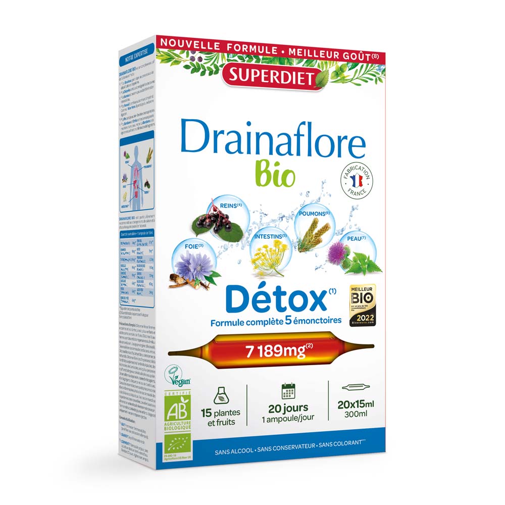 Superdiet Drainaflore Bio 20 Ampoules 15ml