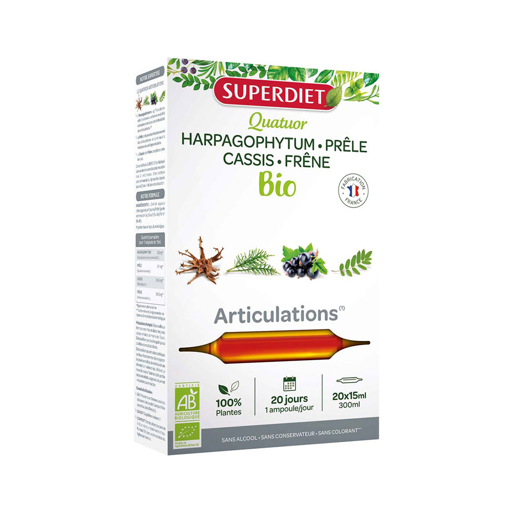 Superdiet Quatuor Articulations Bio 20 Ampoules