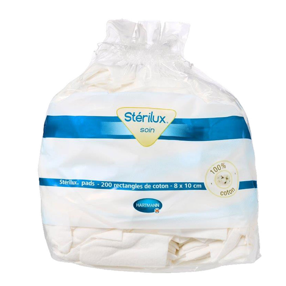 Hartmann Sterilux Pads Coton rectangles 8x10cm 200