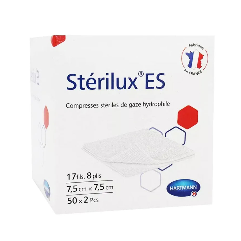 Hartmann Sterilux ES Compresses de gaze Stériles 7.5x7.5cm 50 Sachets De 2