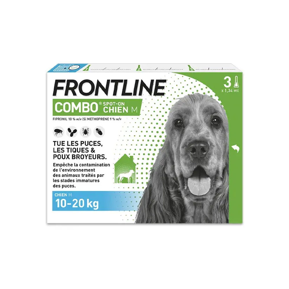 Frontline Combo Spot-on Chien M de 10-20kg 3 Pipettes de 1,34ml