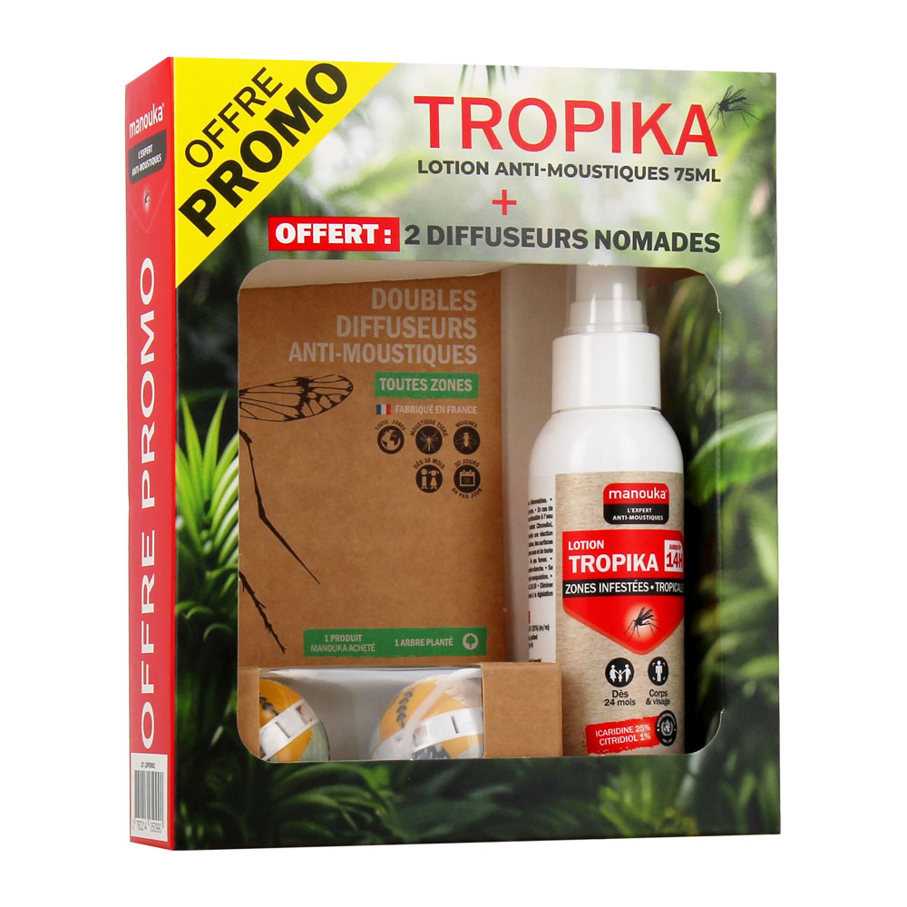 Manouka Lotion Tropika Spray Répulsif Anti-moustiques Adulte Toutes Zones + Diffuseur