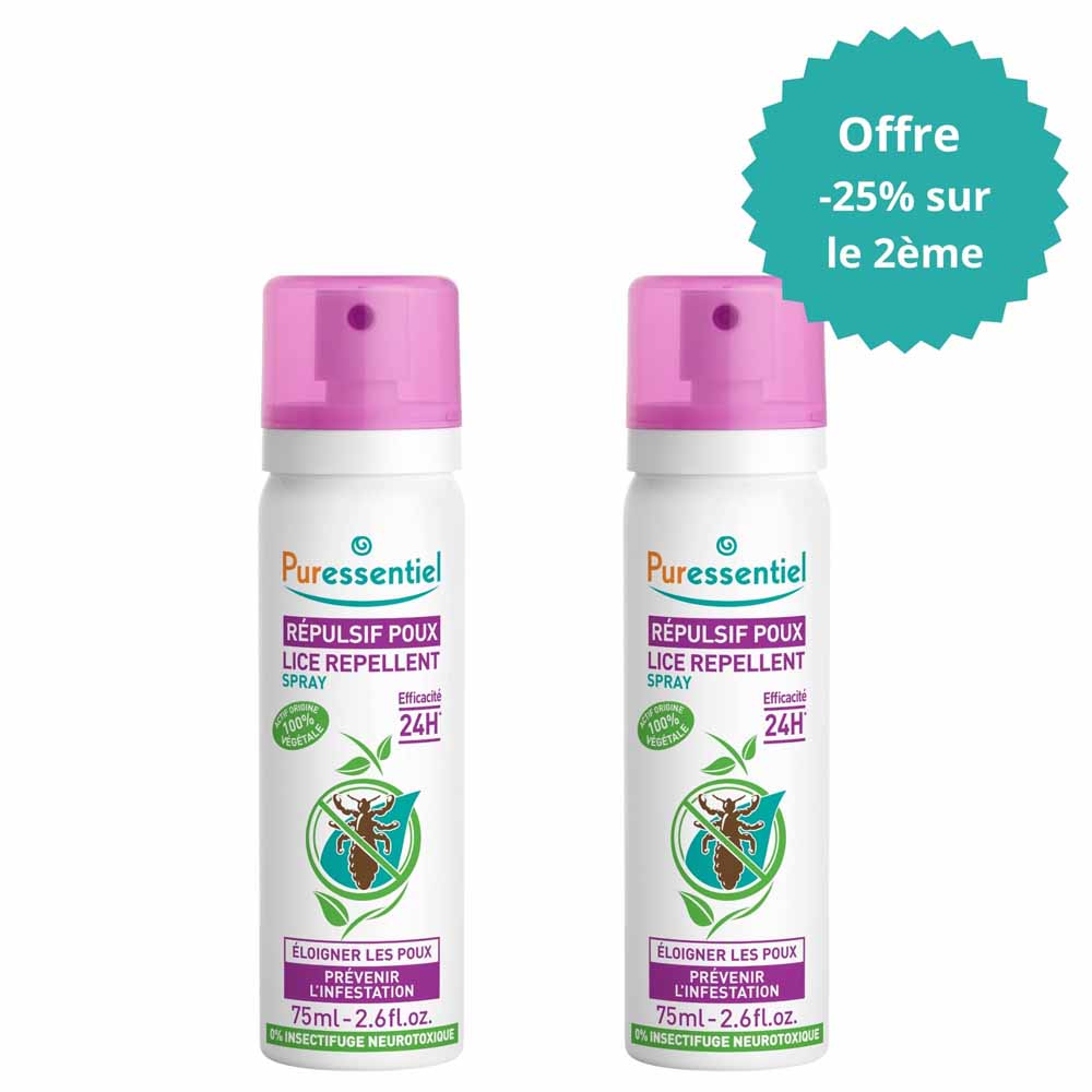 Puressentiel Anti-Poux Spray Répulsif Poux 2x75ml