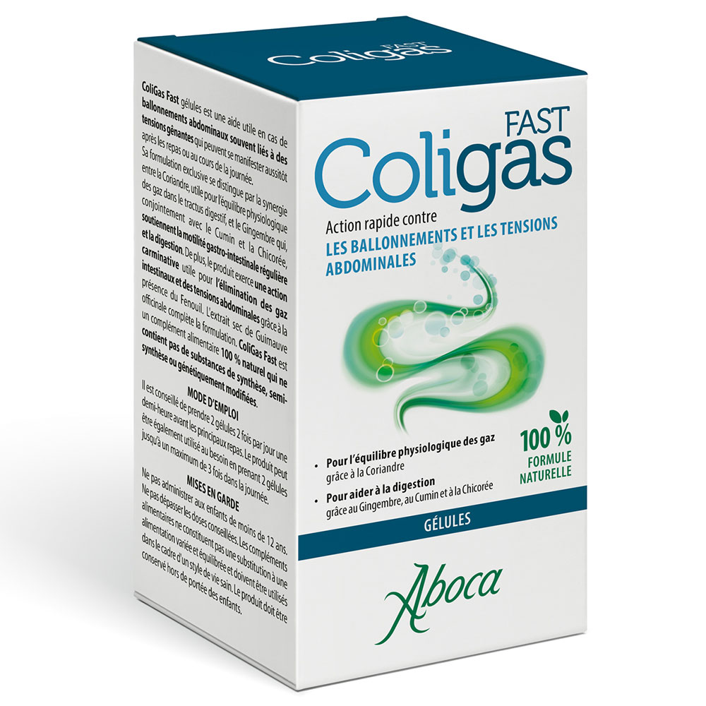 Aboca Gastro-intestinale Coligas Fast Ballonnement & Tensions Abdominales 50 Gelules