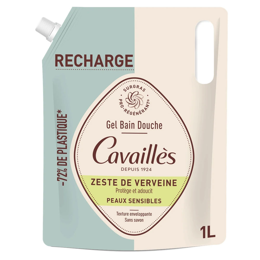 Cavaillès Surgras Pro-Régénérant Eco-Recharge Gel Bain Douche Zeste de Verveine 1L