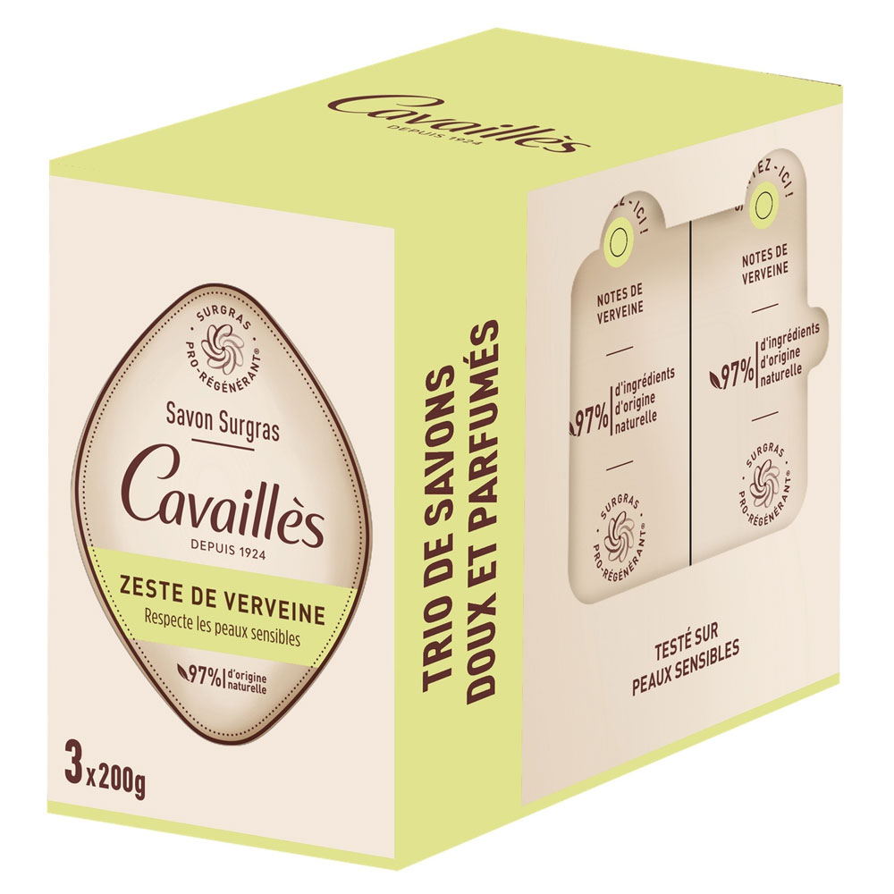 Cavaillès Surgras Pro-Régénérant Savon Zeste de Verveine 3x200g