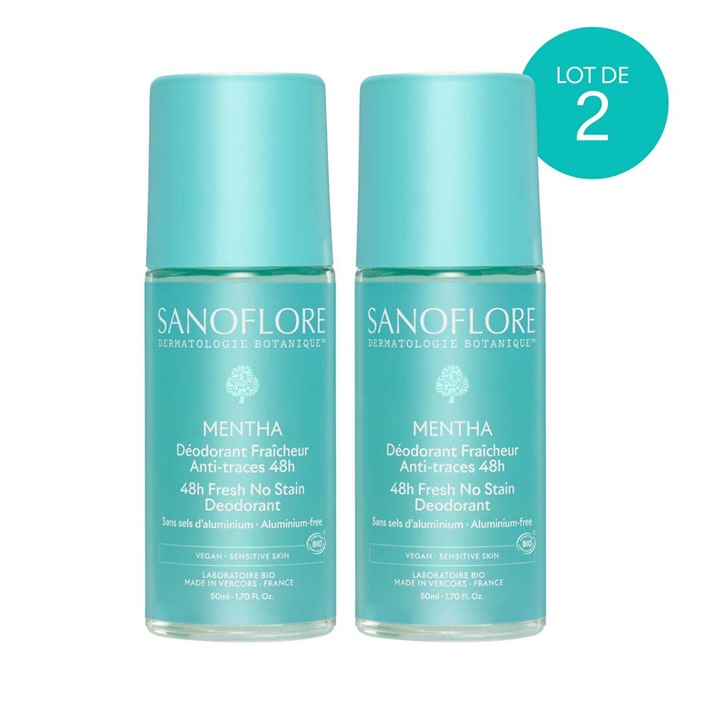 Sanoflore Deodorants Mentha Bio Aiselles Fraîcheur Et Anti-Traces 48h 2x50ml