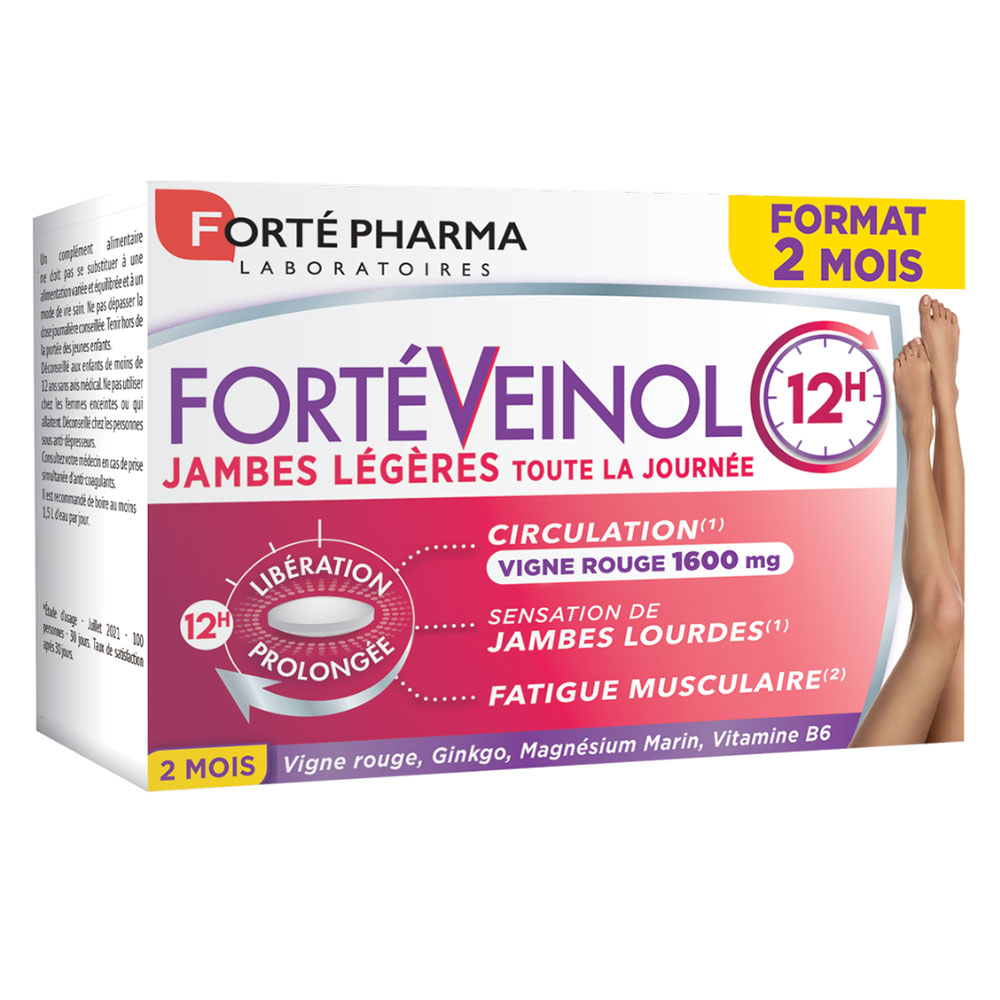Forté Pharma Forté Veinol Vigne rouge Circulation et Jambes Lourdes 60 comprimés à Libération prolongée