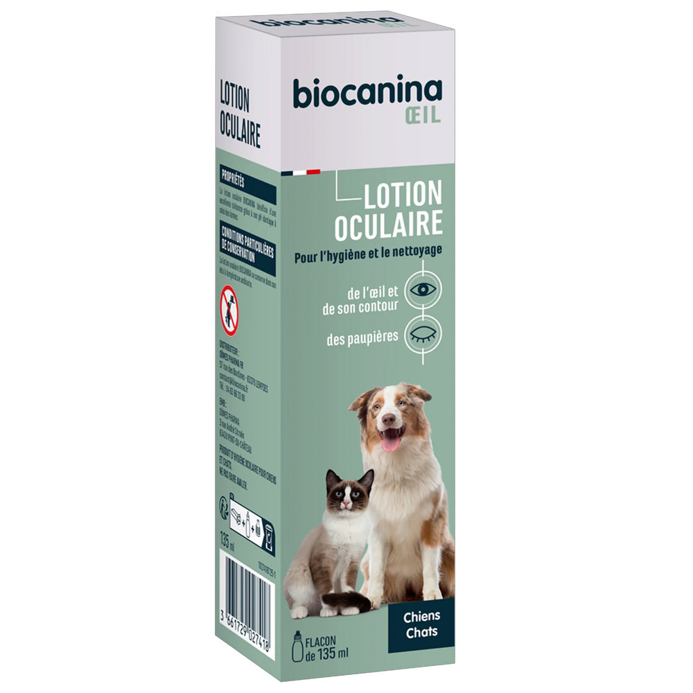 Biocanina Lotion Oculaire Hygiène et Nettoyage Chiens et Chats 135ml