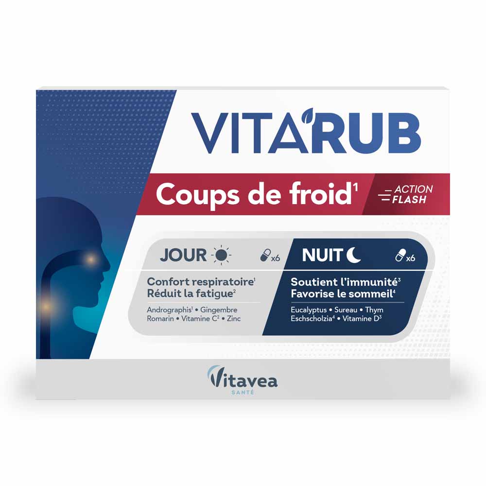 Vitavea Santé Vita'Rub Coups de Froid 12 Gélules Jour/Nuit