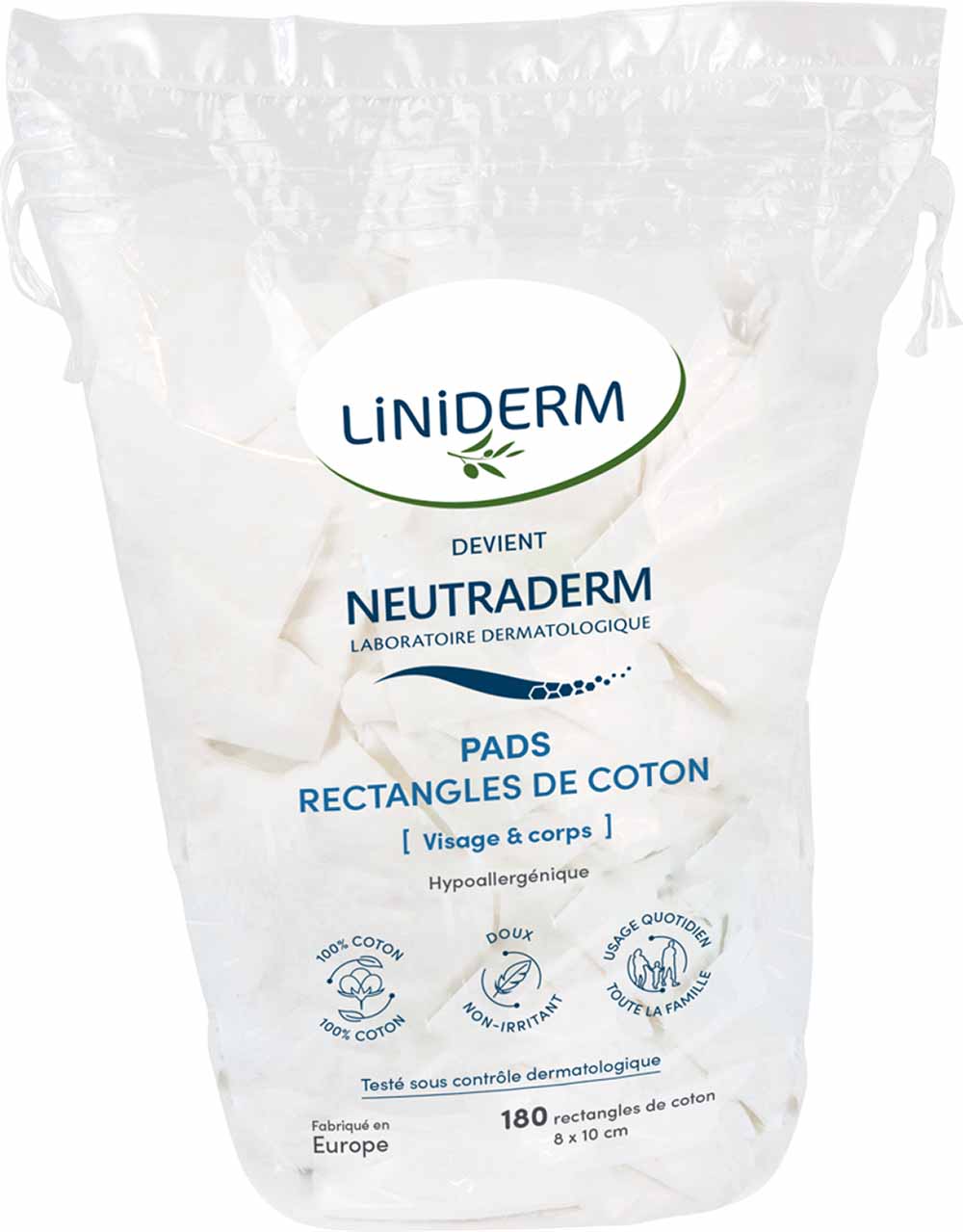 Neutraderm PADS rectangulaires 100% coton x180