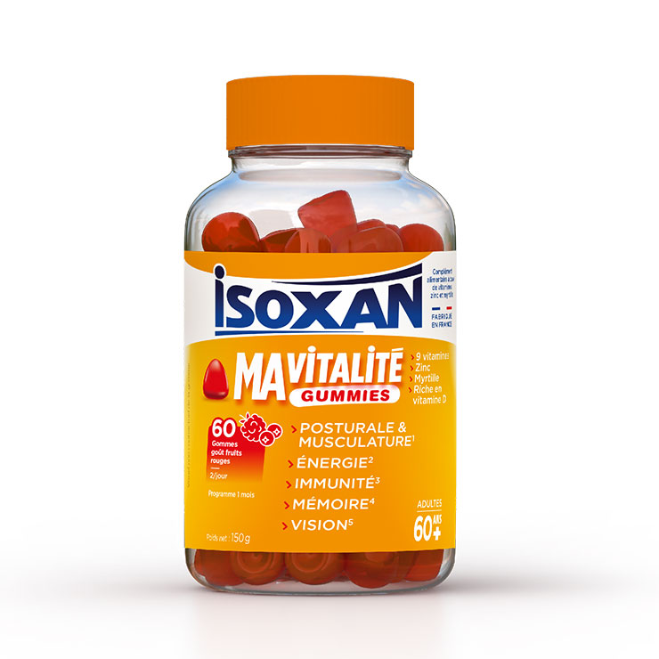 Isoxan Ma vitalité Energie Immunité Mémoire Vision Goût Fruit Rouges Adultes 60 gummies