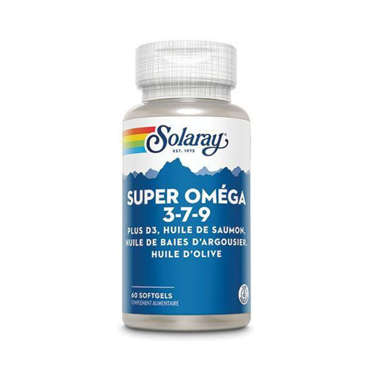 Solaray Super Omega 3,7,9 Avec Vitamine D 60 Capsules