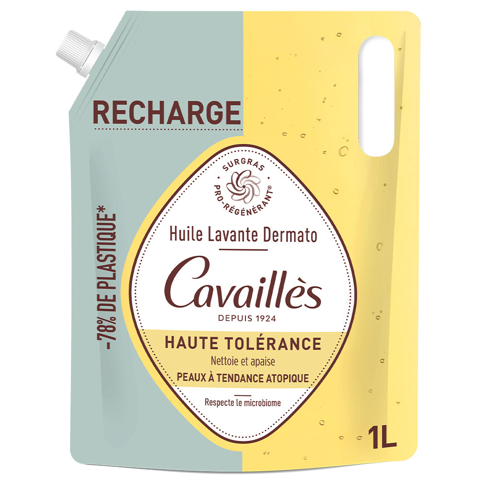 Cavaillès Surgras Pro-Régénérant Eco-Recharge Huile Lavante Dermato Peaux à Tendance Atopique 1L