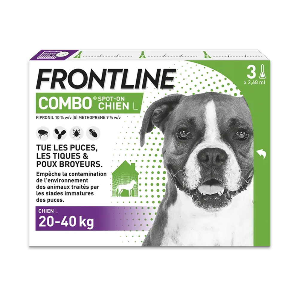 Frontline Combo Spot-on Chien L de 20-40kg 3 Pipettes de 2,68ml