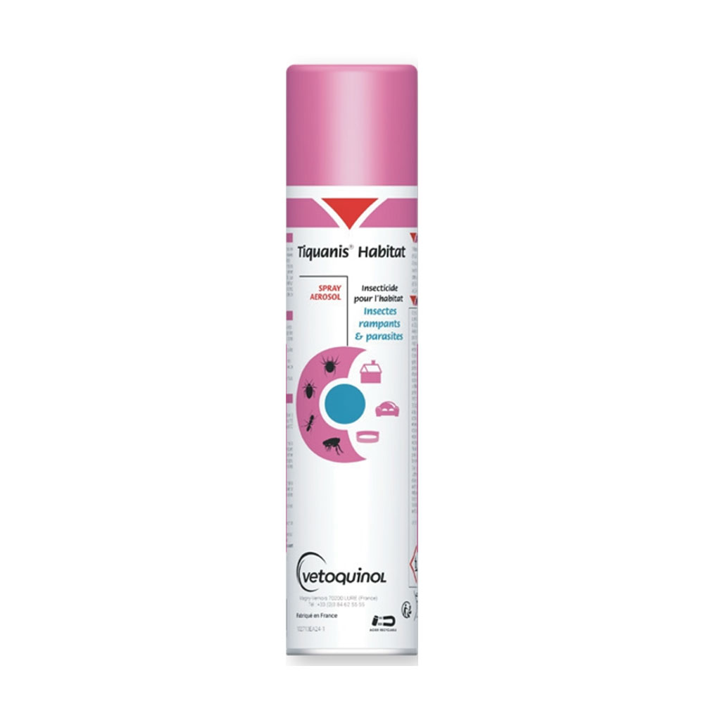 Vetoquinol Tiquanis Spray Insecticide Pour L'Habitat Insectes Rampants & Parasites 300ml