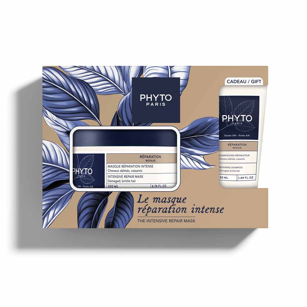 Phyto Paris Réparation Coffret Masque Intense + Shampooing Réparateur Cheveux abîmés cassants