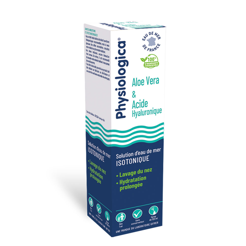Gifrer Physiologica Solution d'eau de mer isotonique Aloe Vera & Acide Hyaluronique 120ml