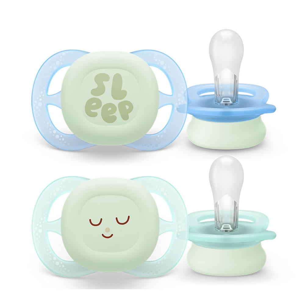 Avent Ultra Start Sucettes symétriques silicone Nuit 0 à 2 mois x2