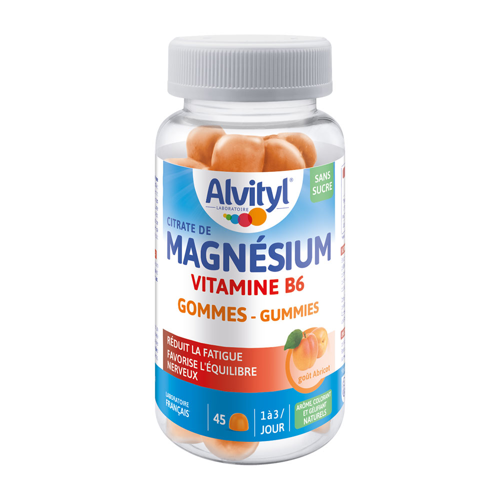 Alvityl Magnésium Vitamine B6 Goût abricot x45 gommes