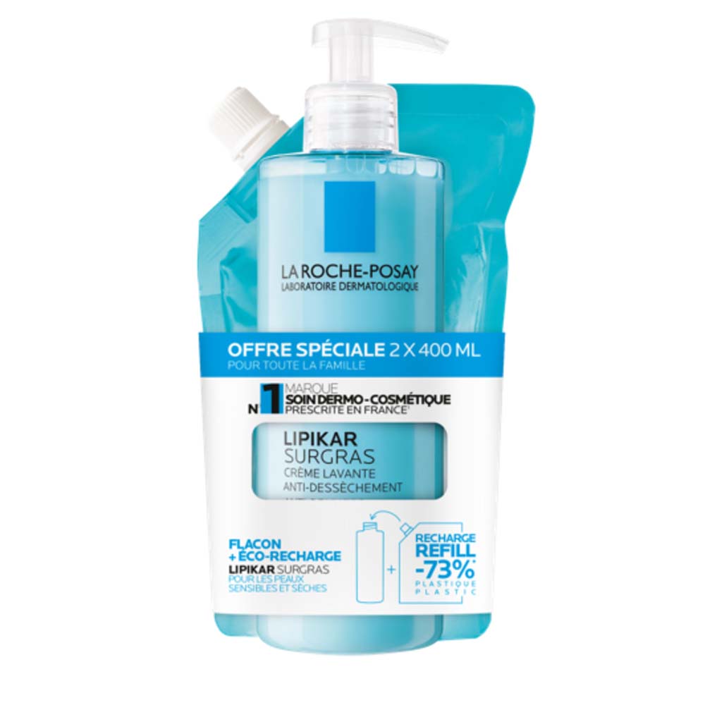 La Roche-Posay Lipikar Crème Lavante Anti-dessèchement Peaux Sèches à Très Sèches 2x400ml