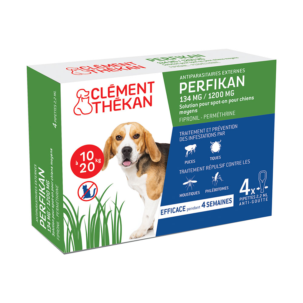 Clement-Thekan Anti-Puces Anti-Tiques Chien 10-20kg 4 Pipettes