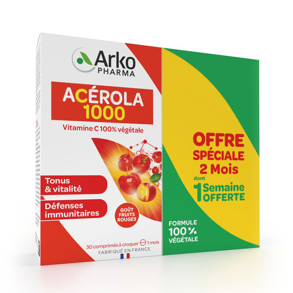 Arkopharma Azinc Acerola 1000 Vitamine C Naturelle 2x30 comprimés