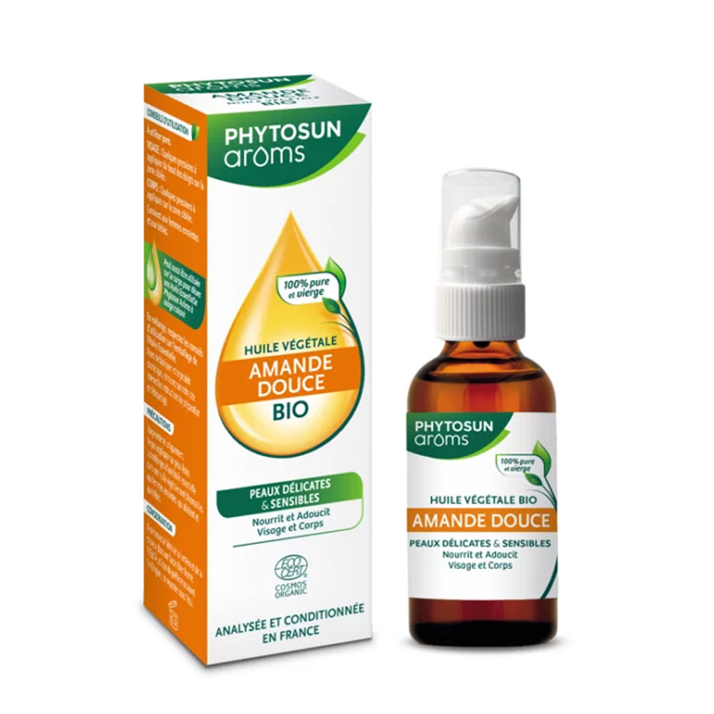 Phytosun Aroms Huile Végétale Amande Douce Peaux Délicates Bio 50ml
