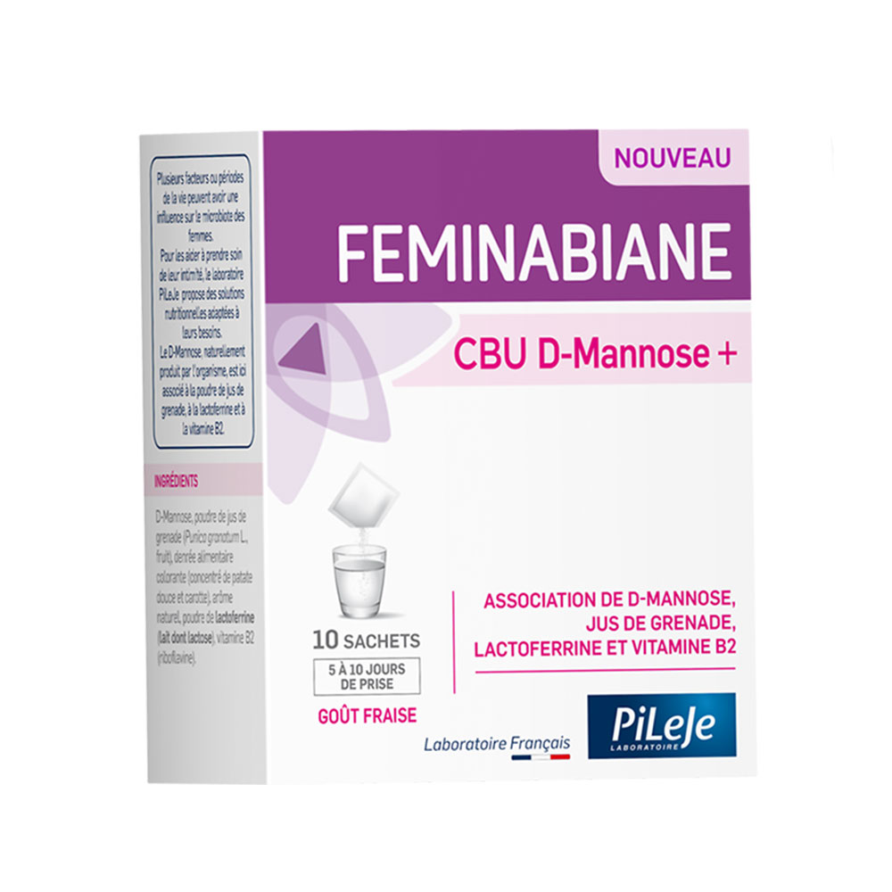 Pileje Feminabiane CBU D-Mannose+ Goût Fraise 10 sachets à diluer