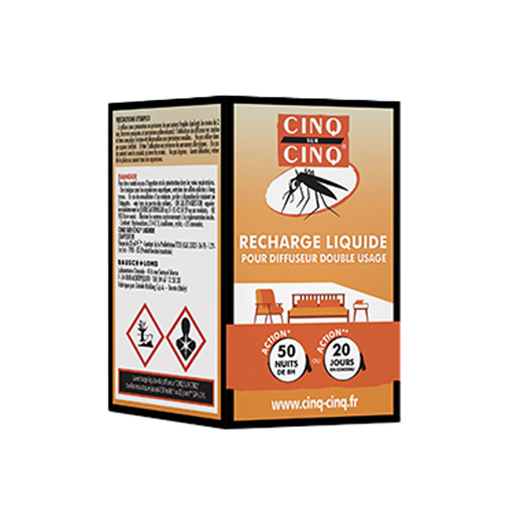 Cinq Sur Cinq Recharge Liquide Pour Diffuseur Anti-moustiques Double Usage 35ml