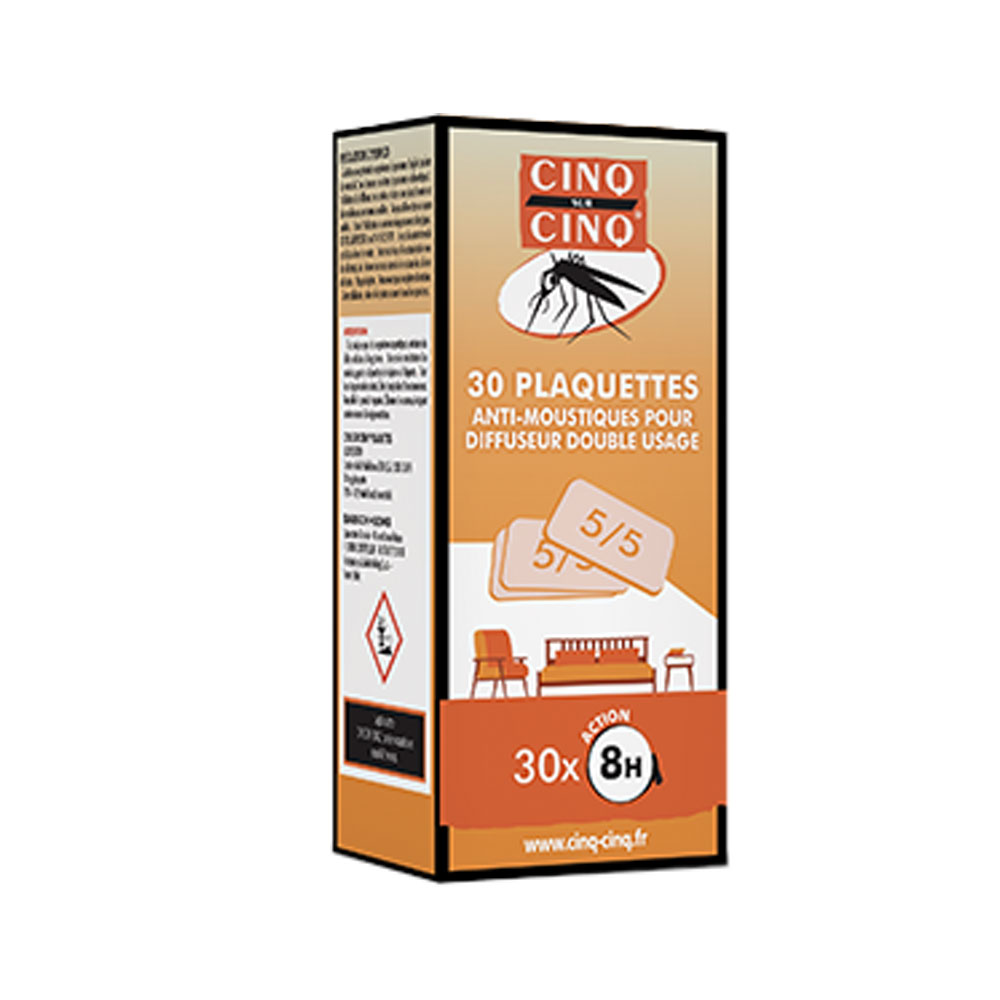 Cinq Sur Cinq Plaquettes Anti-moustiques Pour Diffuseur Double Usage x30