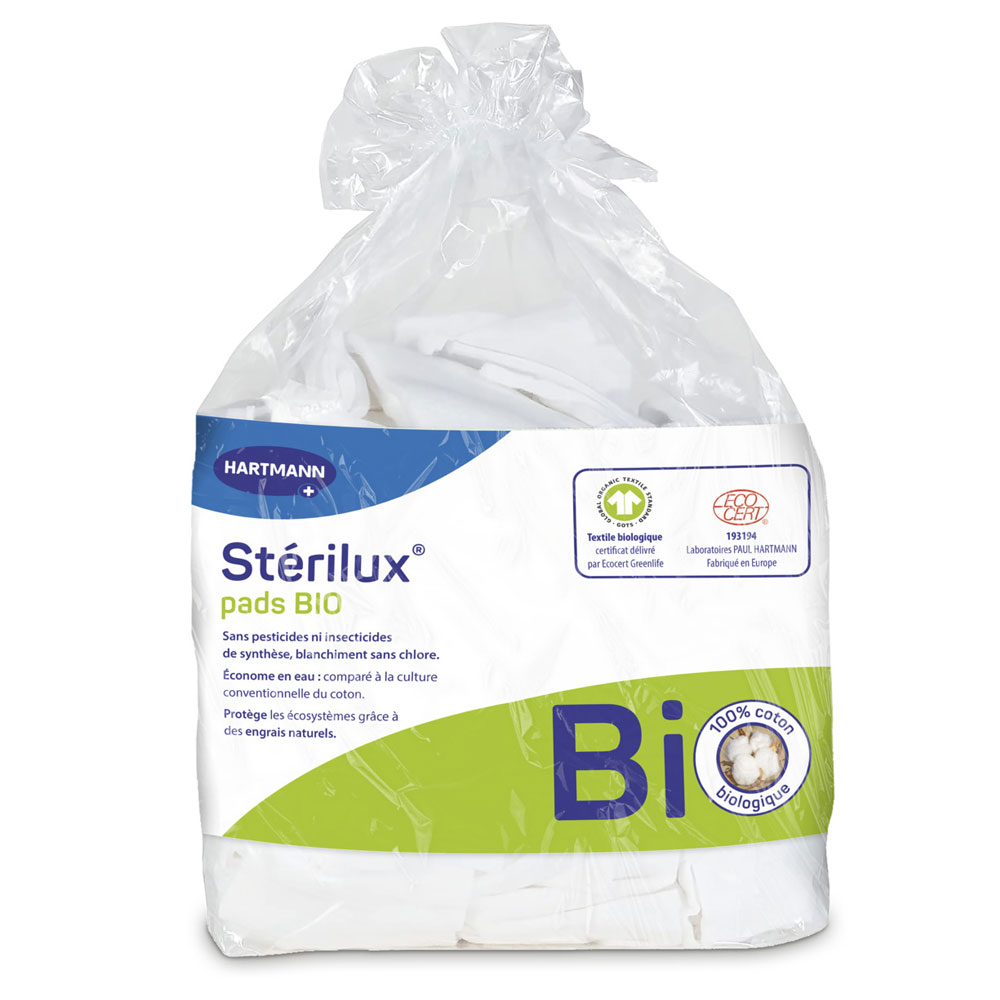 Hartmann Sterilux Pads Coton Rectangles Bio 7.5x9.5cm x160