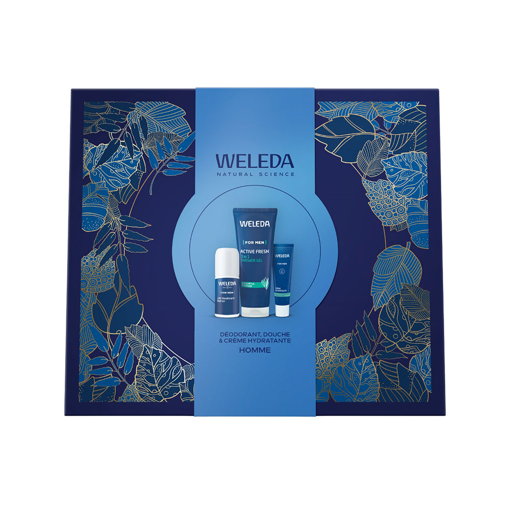 Weleda Homme Coffret Homme Déodorant, Douche et Crème Hydratante