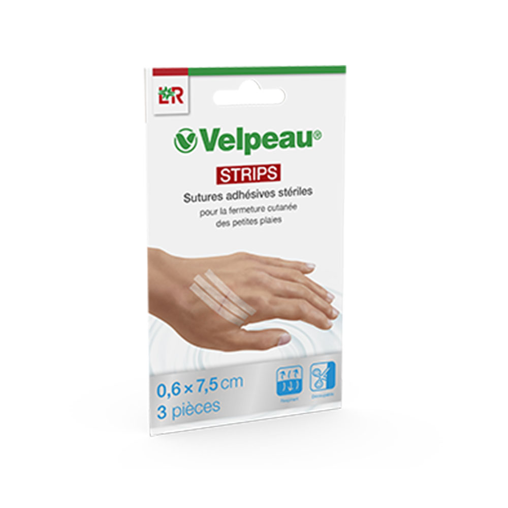 Lohmann Rauscher Velpeau Strips sutures adhésives stériles 0,6x7,5cm x3